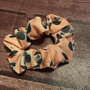Pink Pug Dog Scrunchie Hair Accessory